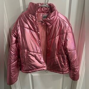 Shiny Pink Women's Puffer Jacket